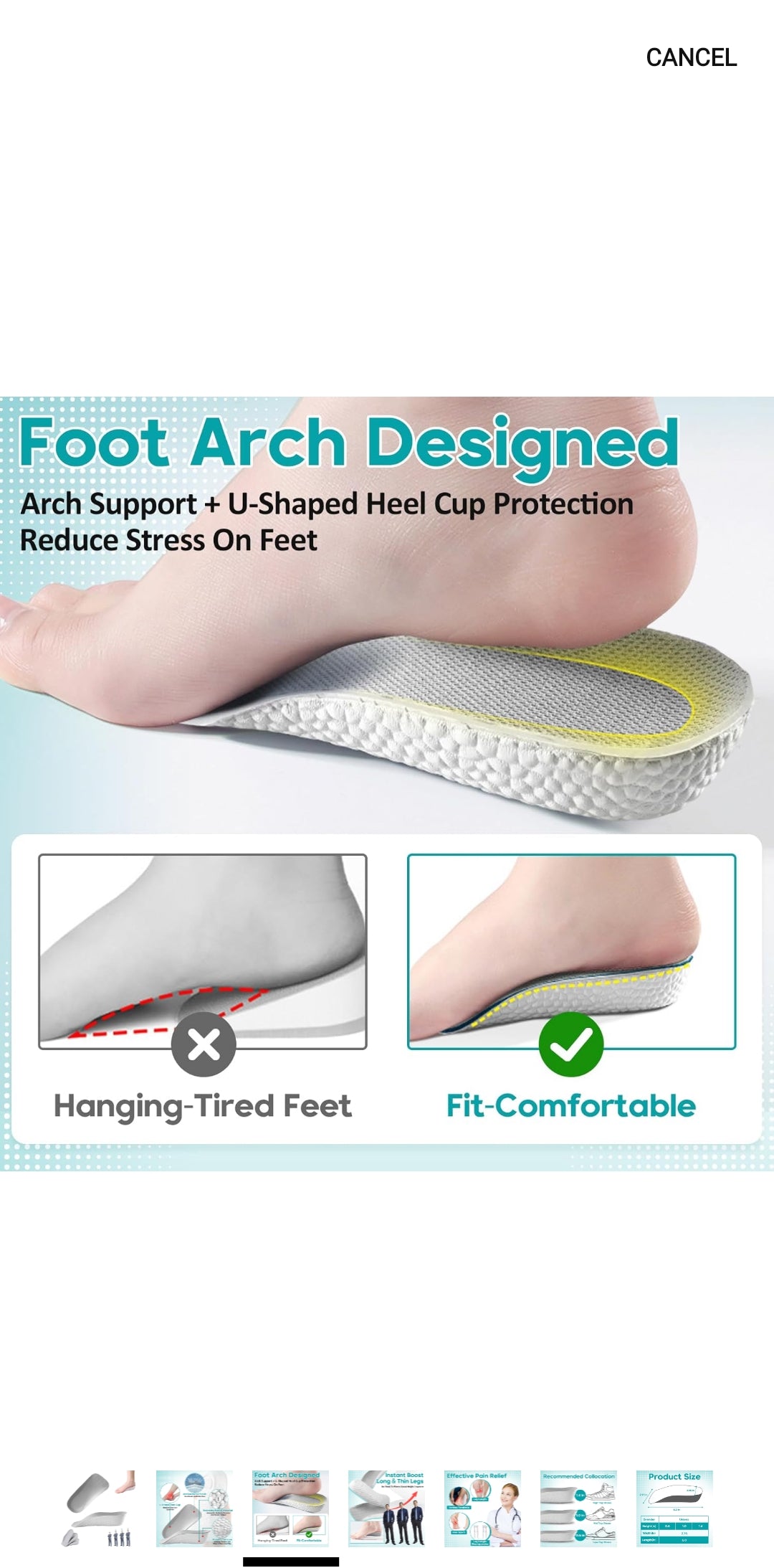 Insole Height, Orthopedic High Cushion, Plantar Fasciitis, Flat Feet, Achilles Tendonitis, Arch Support Orthotic High Cushions, Relief Foot High Cushions (2 Pairs) (Black, 3.5cm) Visit the Lcyiweu Store